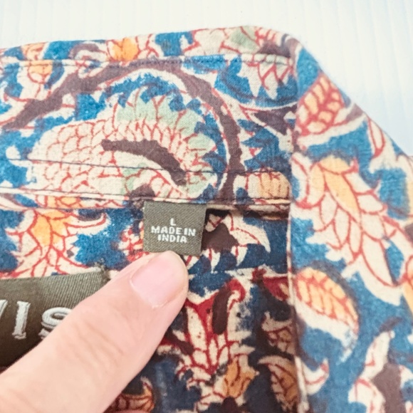 ORVIS MEN'S BUTTON DOWN SHORT SLEEVE SHIRT SIZE LG KALAMKARI - Picture 4 of 11